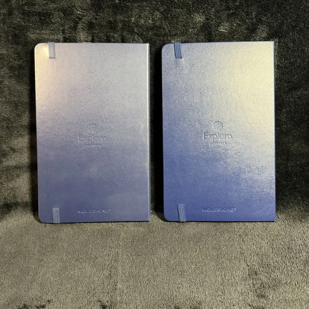 Explora II Journeys Cruise Moleskine Notebooks x2 Hard Cover Blue Embossed Lined